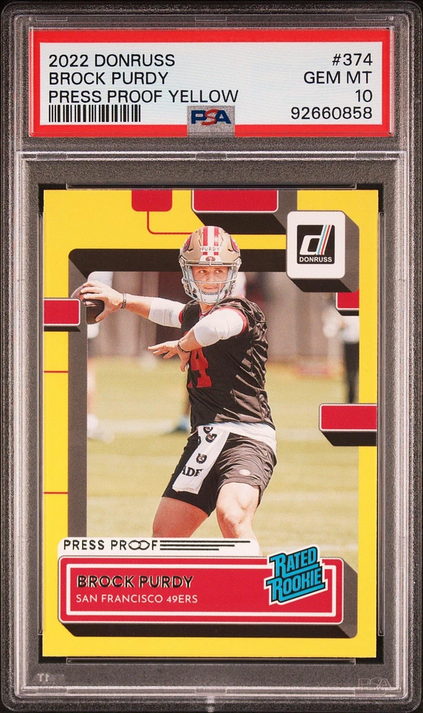 2022 Panini Donruss 374 Brock Purdy Press Proof PSA