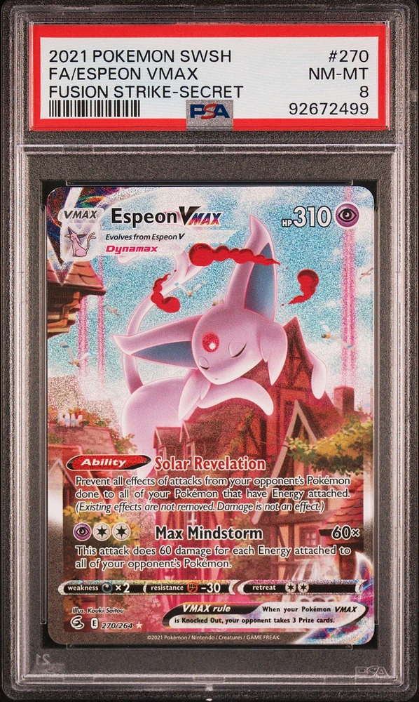 2021 Pokemon Sword & Shield Fusion Strike 270 Fa/espeon Vmax PSA 8