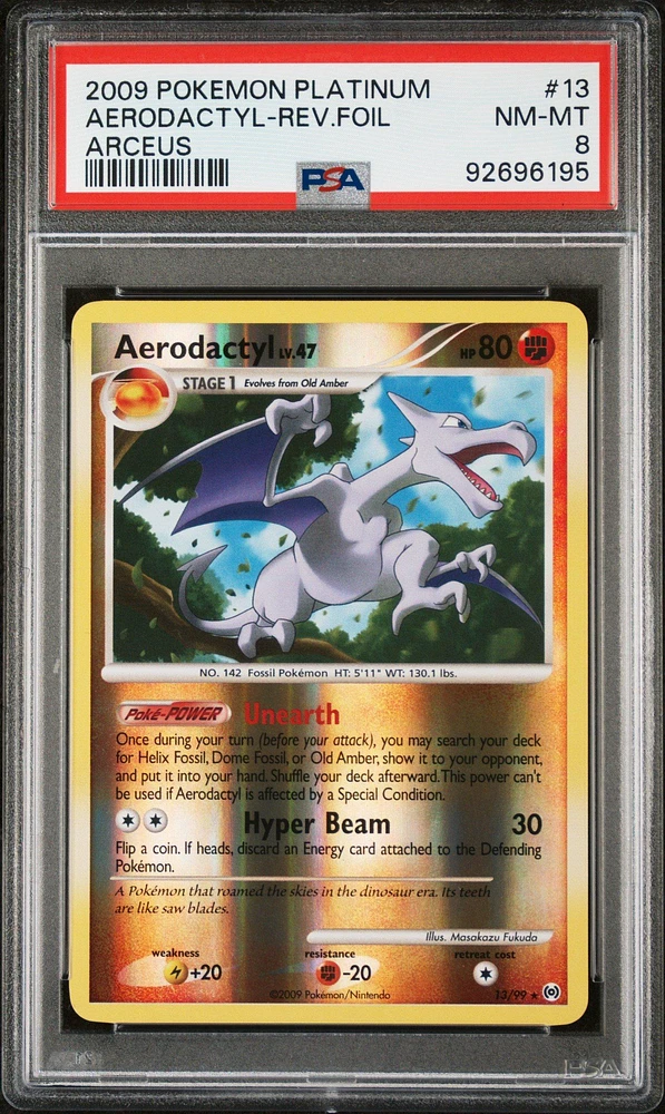 2009 Pokemon Platinum Arceus 13 Aerodactyl-reverse Foil PSA 8