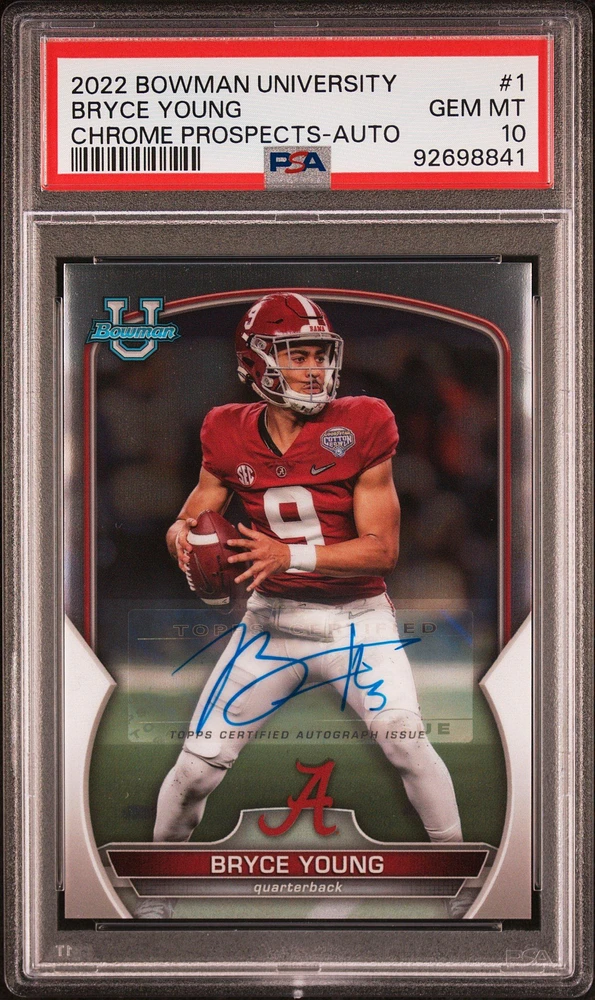 2022 Bowman University Chrome Prospects 1 Bryce Young Autograph PSA 10