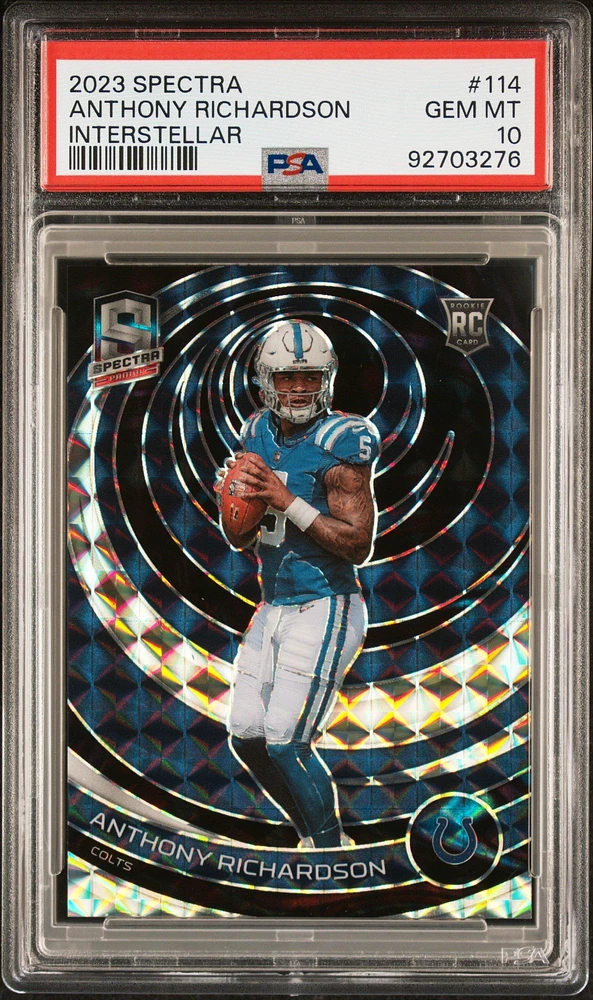 2023 Panini Spectra 114 Anthony Richardson Interstellar PSA 10