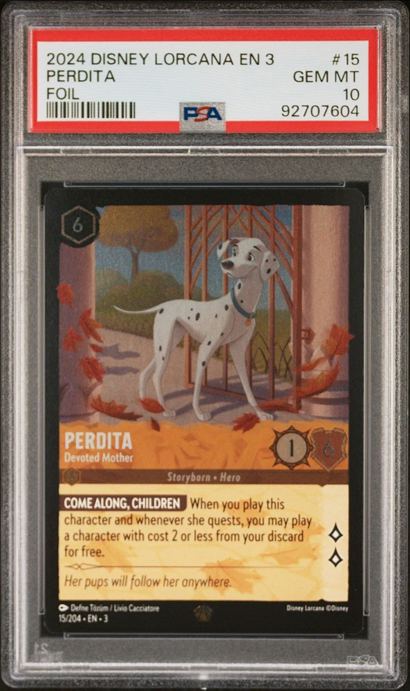 2024 Disney Lorcana En 3-into The Inklands 15 Perdita - Devoted Mother Foil PSA 10