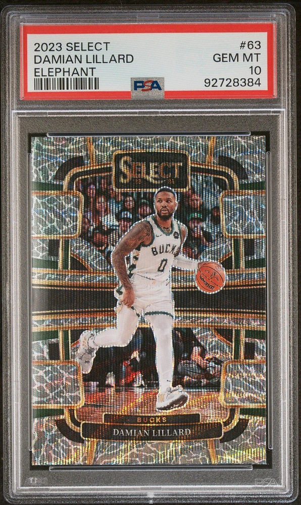 2023 Panini Select 63 Damian Lillard Elephant Prizm PSA 10
