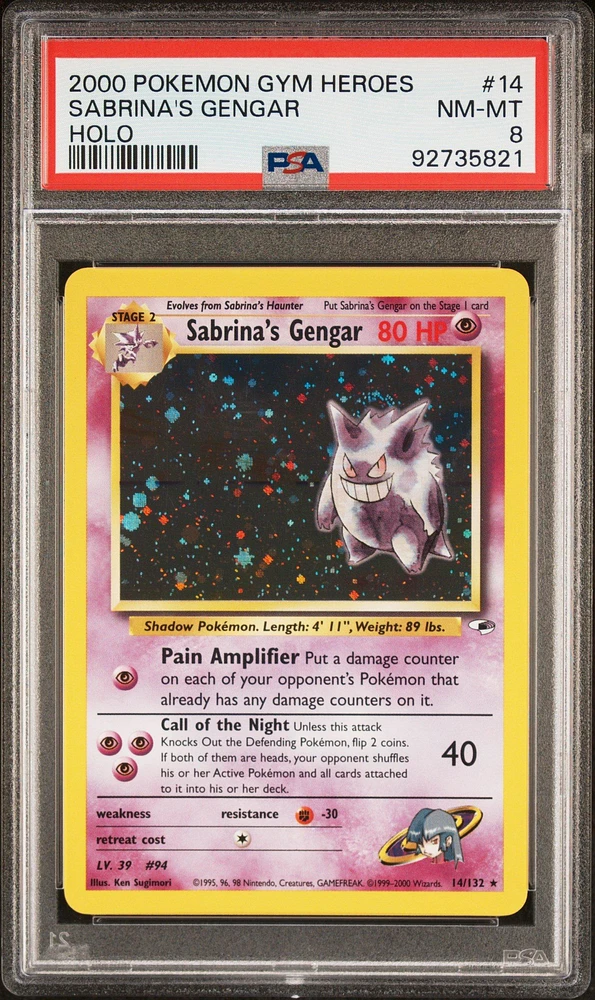 2000 Pokemon Gym Heroes 14 Sabrina's Gengar PSA 8