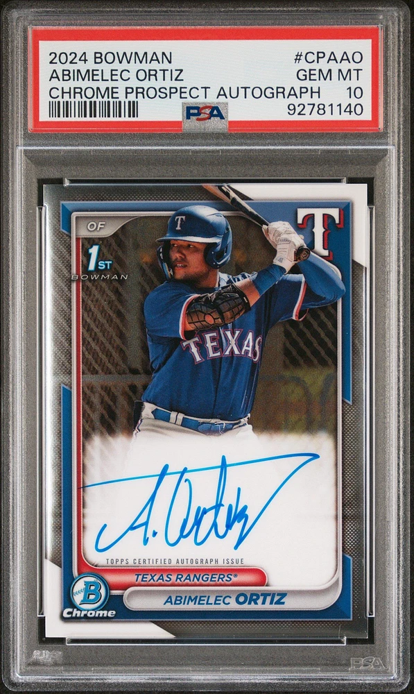 2024 Bowman Chrome Prospect Autographs Cpaao Abimelec Ortiz PSA 10