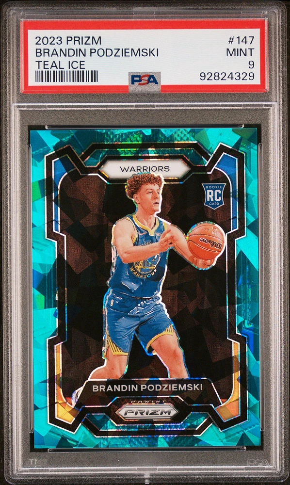 2023 Panini Prizm 147 Brandin Podziemski Teal Ice PSA 9