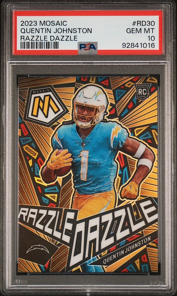 2023 Panini Mosaic Razzle Dazzle Rd30 Quentin Johnston PSA 10