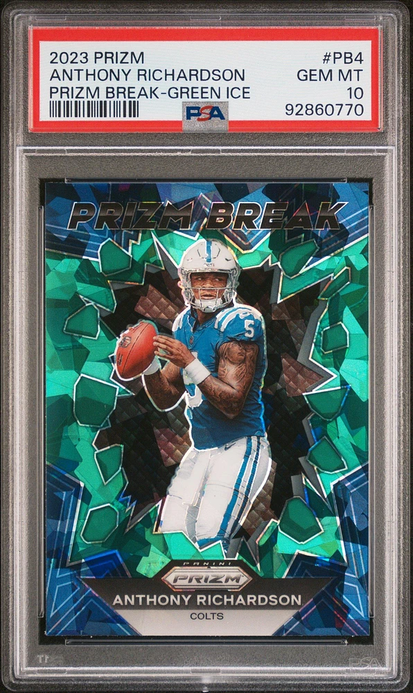 2023 Panini Prizm Prizm Break Pb4 Anthony Richardson Green Ice PSA 10