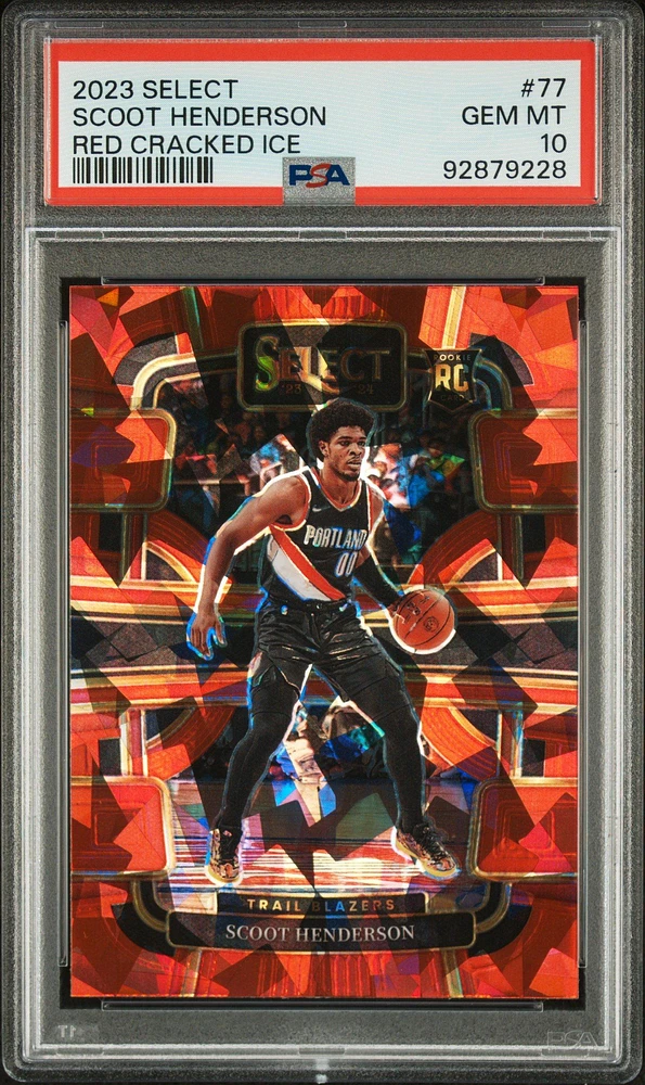 2023 Panini Select 77 Scoot Henderson Red Cracked Ice PSA 10