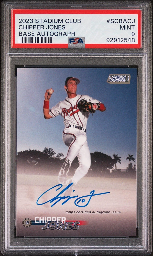 2023 Topps Stadium Club Base Autographs Scbacj Chipper Jones PSA 9