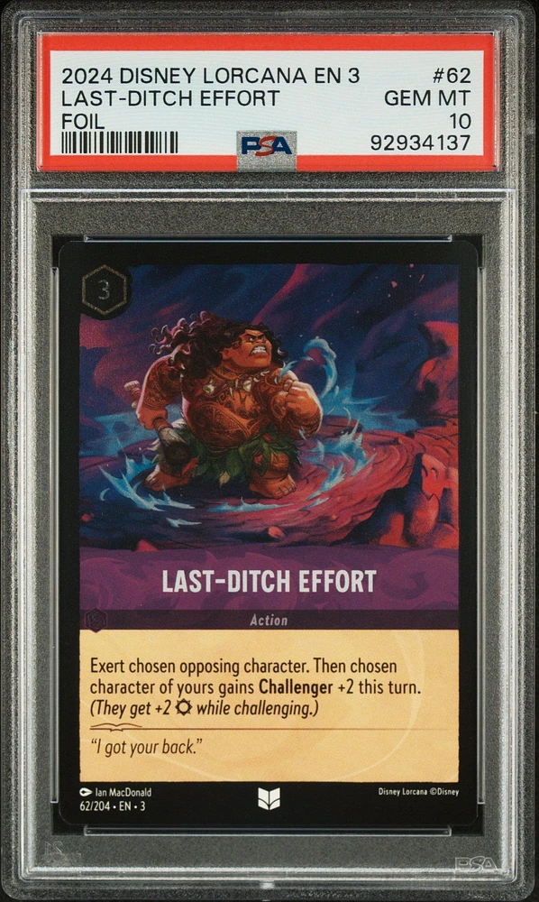 2024 Disney Lorcana En 3-into The Inklands 62 Last-ditch Effort Foil PSA 10