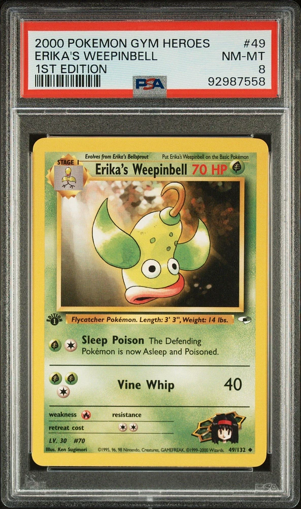 2000 Pokemon Gym Heroes 49 Erika's Weepinbell 1st Edition PSA 8