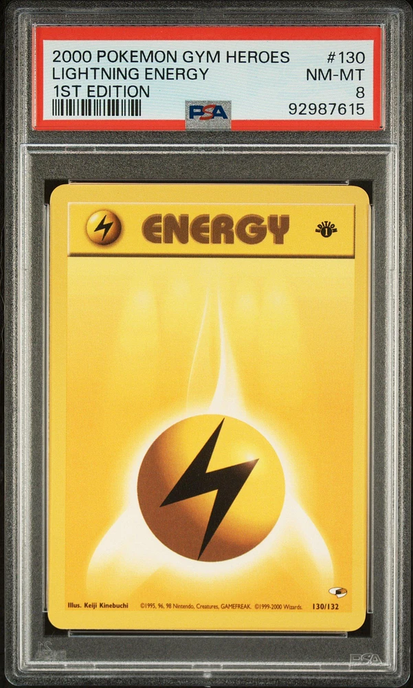 2000 Pokemon Gym Heroes 130 Lightning Energy 1st Edition PSA 8