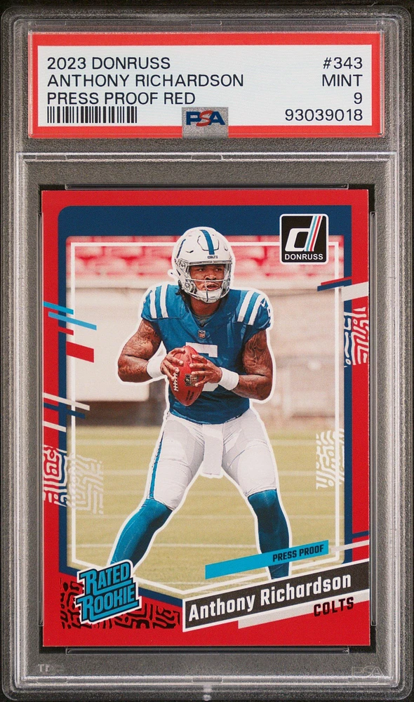 2023 Panini Donruss 343 Anthony Richardson Press Proof Red PSA 9