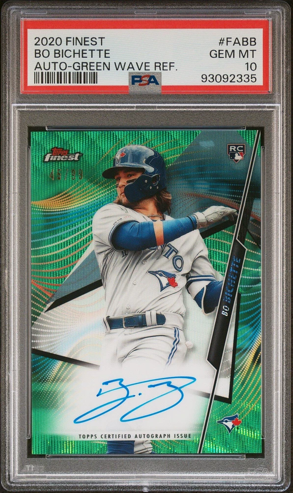 2020 Finest Autographs Fabb Bo Bichette Green Wave Refractor PSA 10