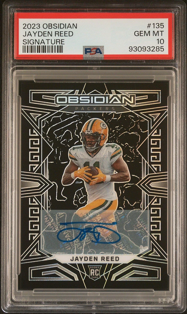 2023 Panini Obsidian 135 Jayden Reed Signature PSA 10