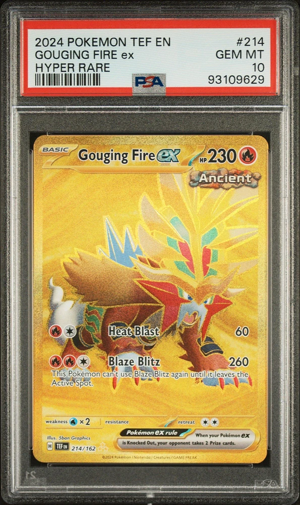 2024 Pokemon Tef En-temporal Forces 214 Gouging Fire Ex Hyper Rare PSA