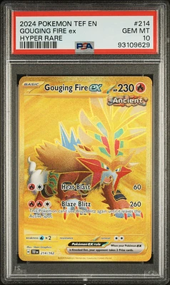 2024 Pokemon Tef En-temporal Forces 214 Gouging Fire Ex Hyper Rare PSA