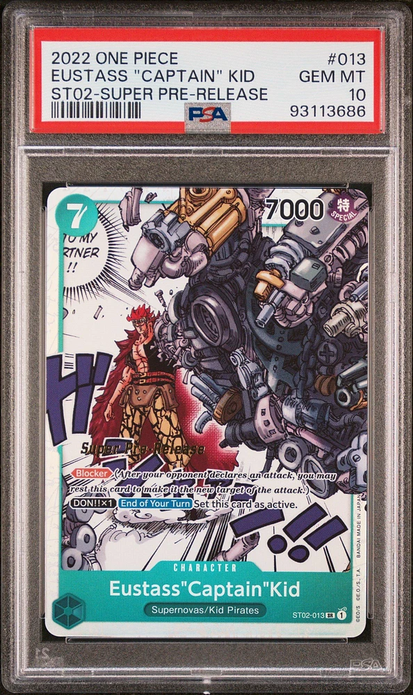 2022 One Piece Starter Deck-worst Generation 013 Eustass "captain" Kid Super Pre-release PSA 10
