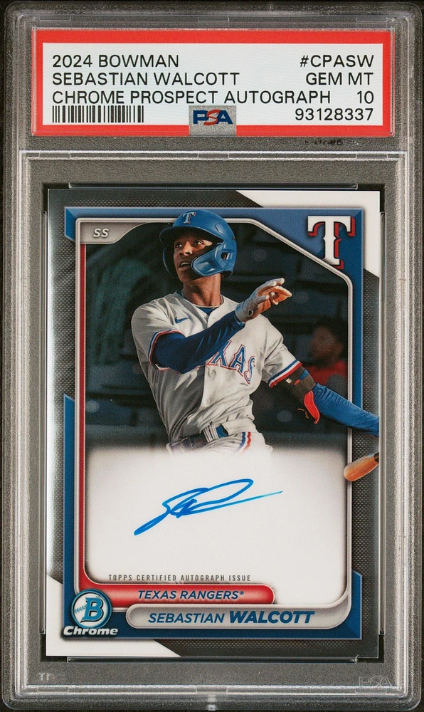 2024 Bowman Chrome Prospect Autographs Cpasw Sebastian Walcott PSA 10