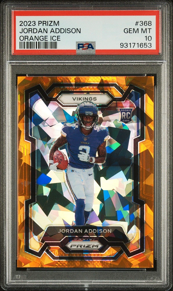 2023 Panini Prizm 368 Jordan Addison Orange Ice PSA 10