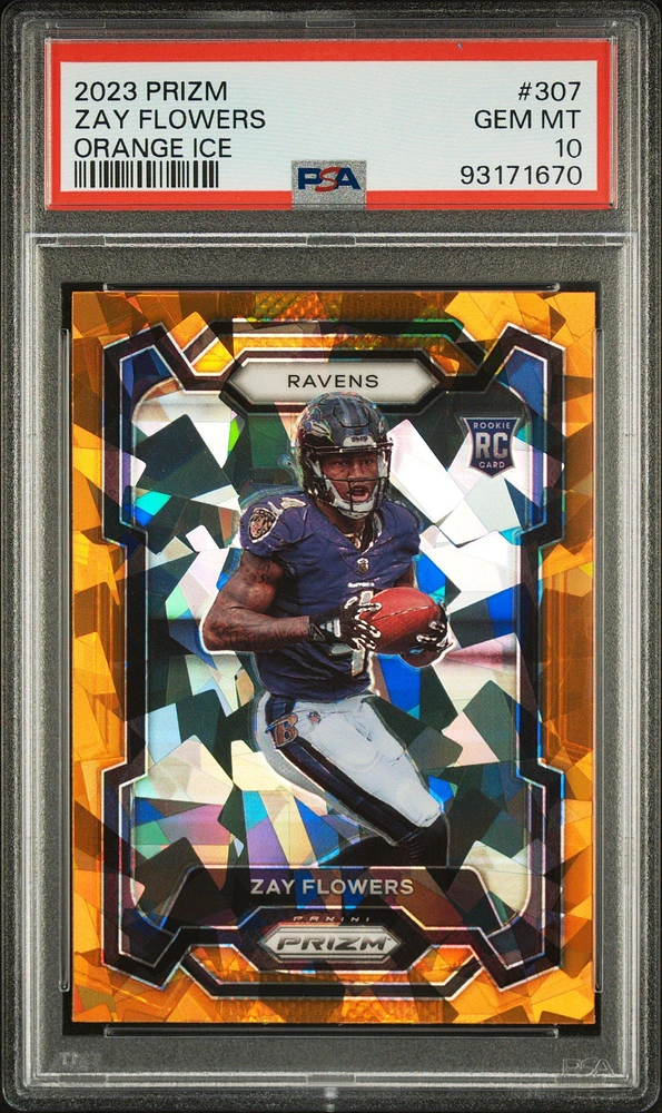 2023 Panini Prizm 307 Zay Flowers Orange Ice PSA 10