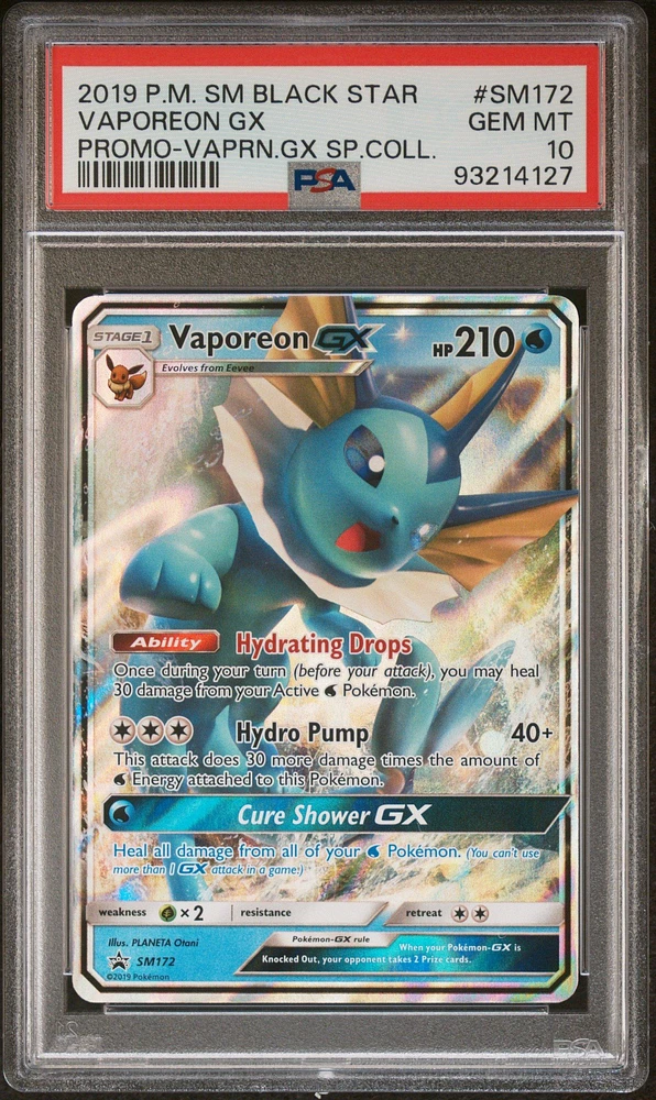 2019 Pokemon Sm Black Star Promo Sm172 Vaporeon Gx Vaporeon Gx Special Collection PSA 10