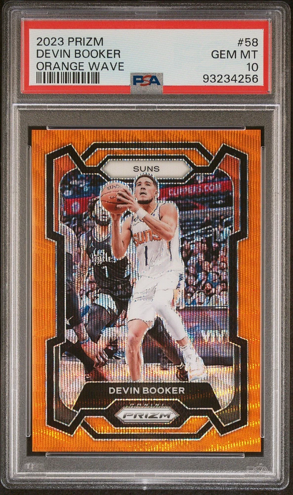 2023 Panini Prizm 58 Devin Booker Orange Wave PSA 10