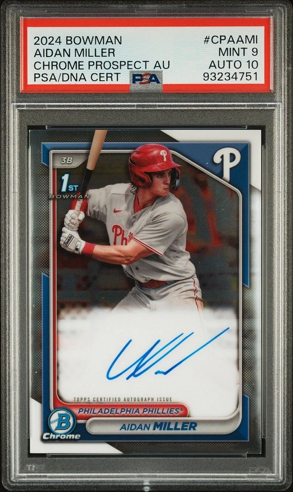 2024 Bowman Chrome Prospect Autographs Cpaami Aidan Miller PSA