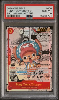 2024 One Piece Extra Booster -memorial Collection- 006 Tony Tony Chopper Manga Alternate Art PSA 10