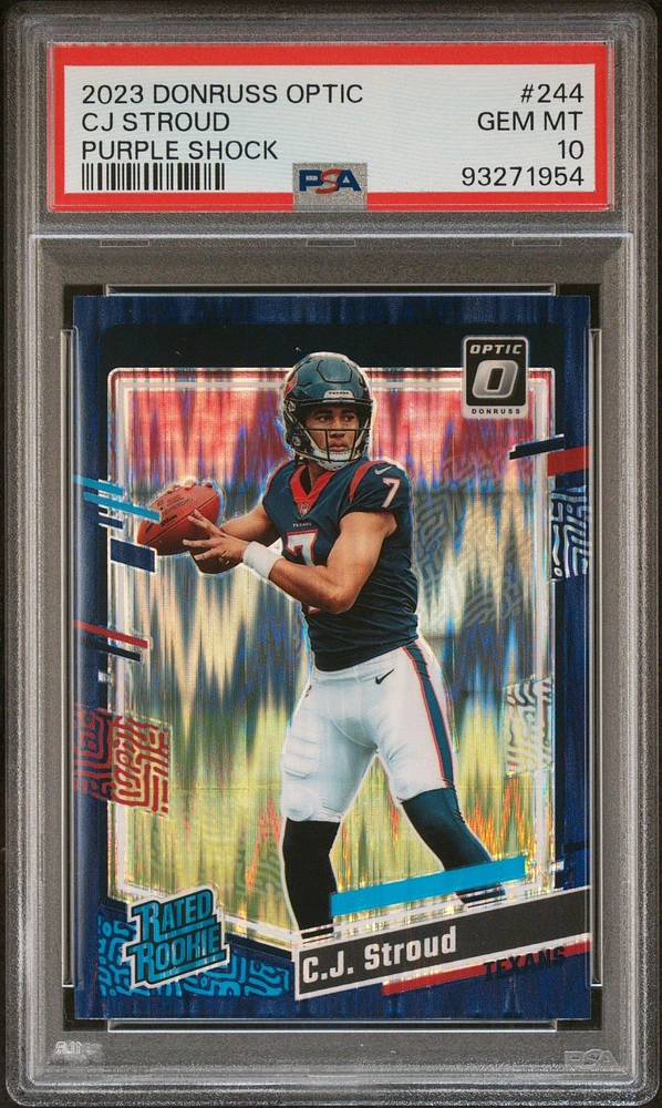 2023 Panini Donruss Optic 244 Cj Stroud Purple Shock PSA