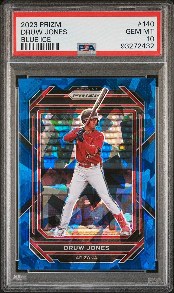 2023 Panini Prizm 140 Druw Jones Blue Ice PSA 10