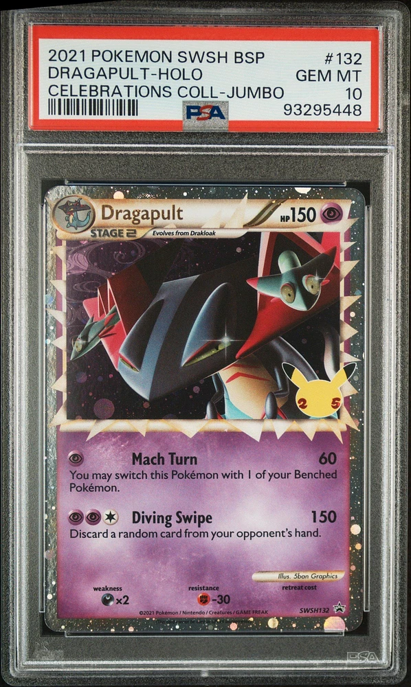 2021 Pokemon Swsh Black Star Promo 132 Dragapult-holo Celebrations Collection-jumbo PSA 10