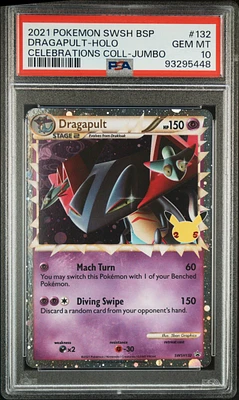 2021 Pokemon Swsh Black Star Promo 132 Dragapult-holo Celebrations Collection-jumbo PSA 10