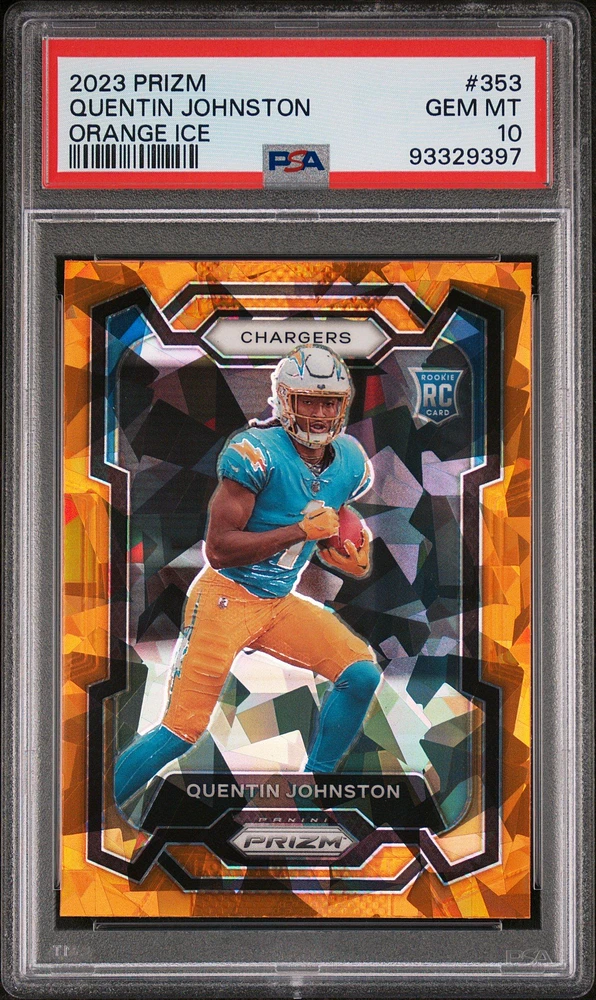2023 Panini Prizm 353 Quentin Johnston Orange Ice PSA 10