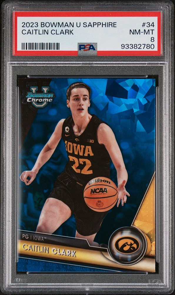2023 Bowman University Chrome Sapphire 34 Caitlin Clark PSA 8