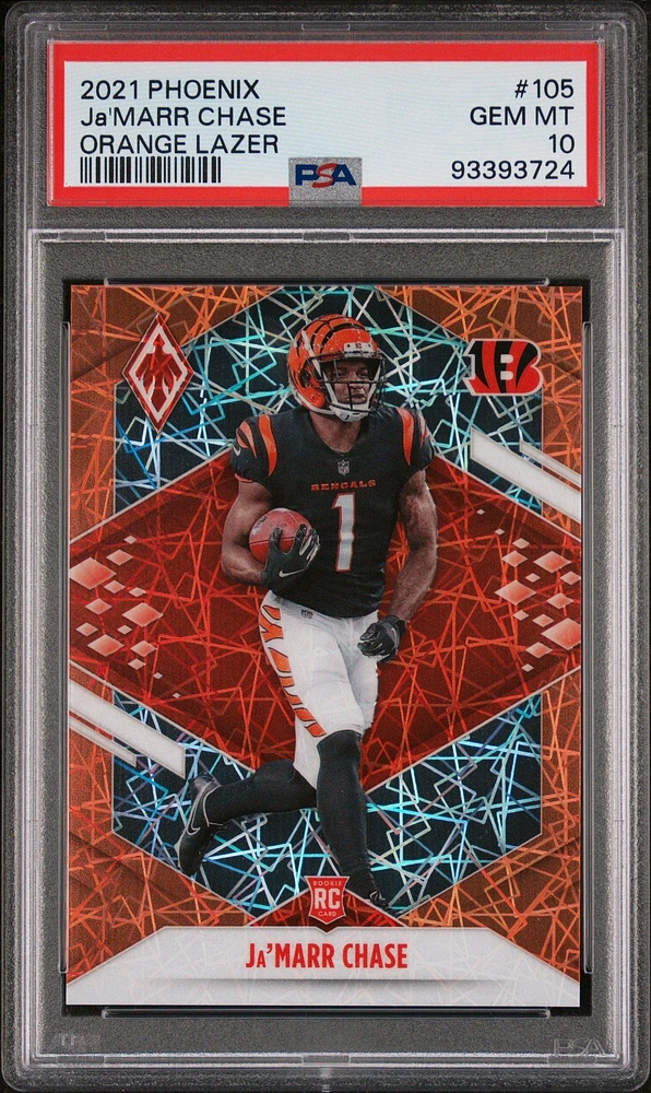 2021 Panini Phoenix 105 Ja'marr Chase Orange Lazer PSA 10