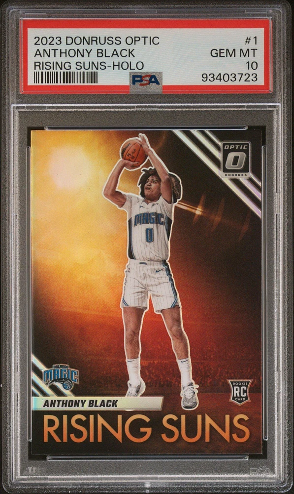 2023 Panini Donruss Optic Rising Suns 1 Anthony Black Holo PSA 10