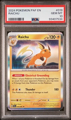 2024 Pokemon Paf En-paldean Fates 019 Raichu PSA 10