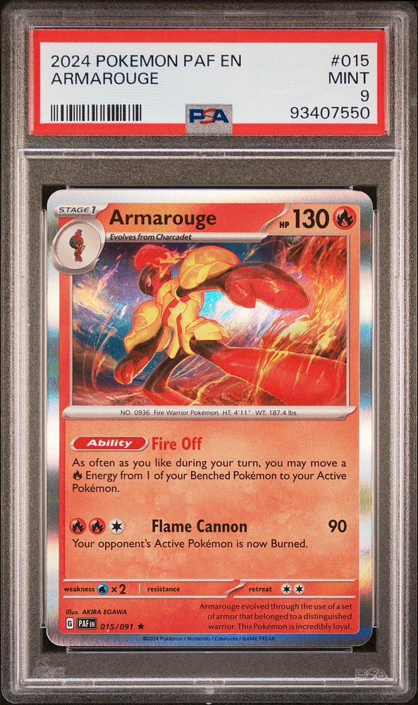 2024 Pokemon Paf En-paldean Fates 015 Armarouge PSA 9