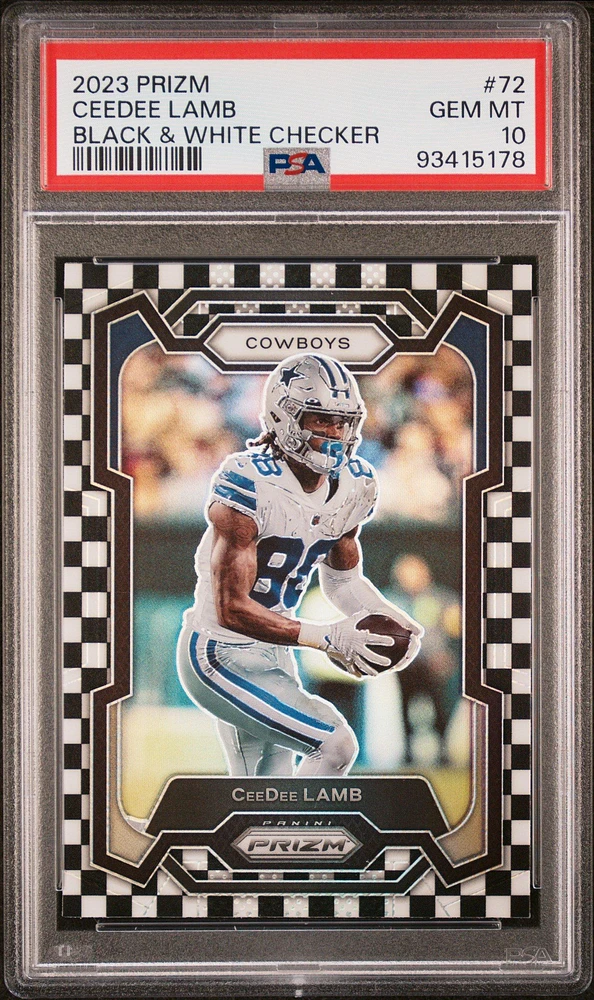 2023 Panini Prizm 72 Ceedee Lamb Black & White Checker PSA 10
