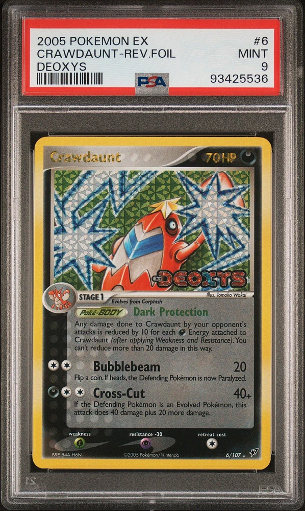 2005 Pokemon Ex Deoxys 6 Crawdaunt-reverse Foil PSA 9