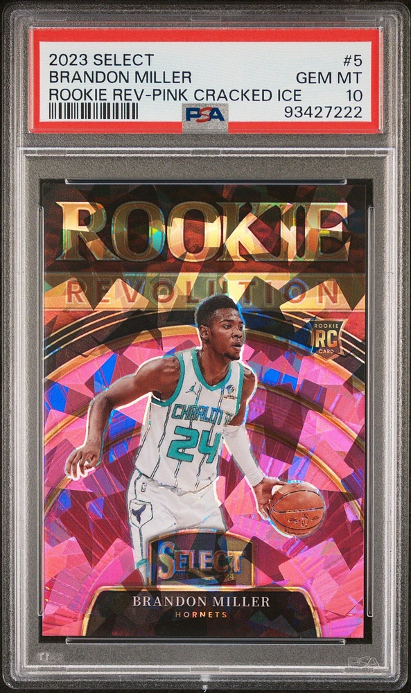 2023 Panini Select Rookie Revolution 5 Brandon Miller Pink Cracked Ice PSA 10