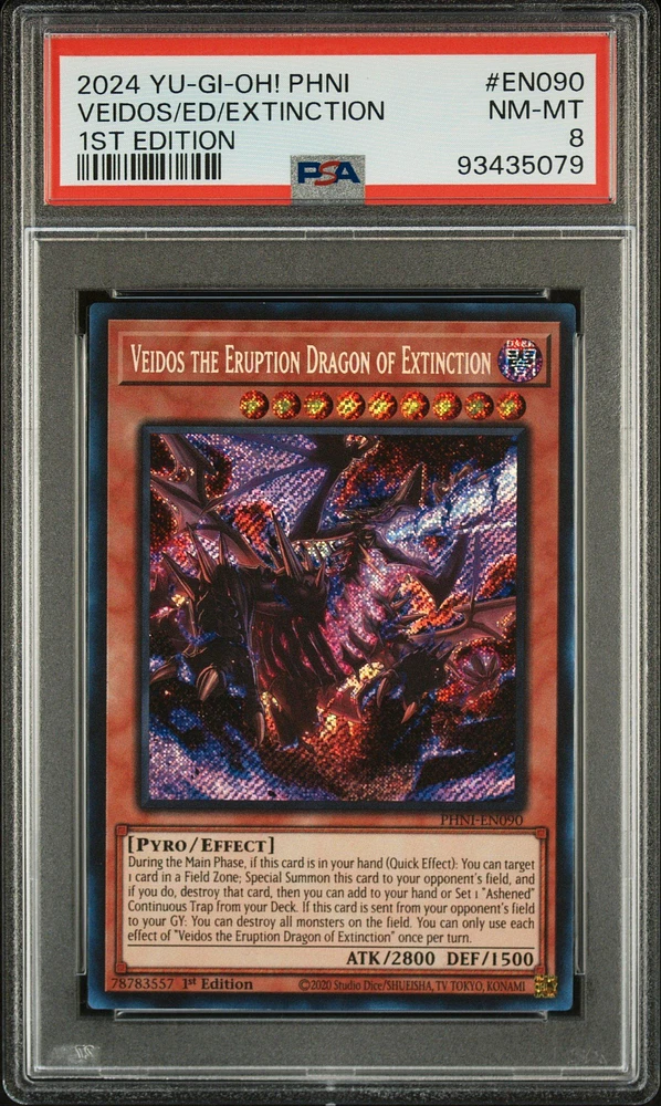 2024 Yu-gi-oh! Phni-phantom Nightmare En090 Veidos The Eruption Dragon Of Extinction 1st Edition PSA 8