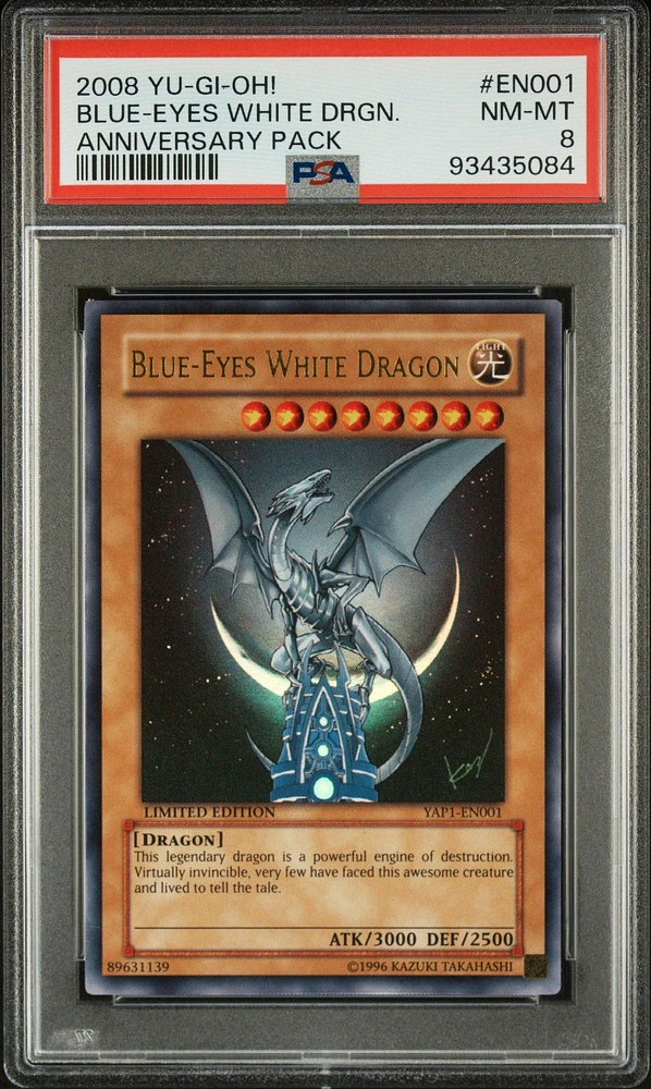 2008 Yu-gi-oh! Anniversary Pack En001 Blue-eyes White Dragon PSA 8