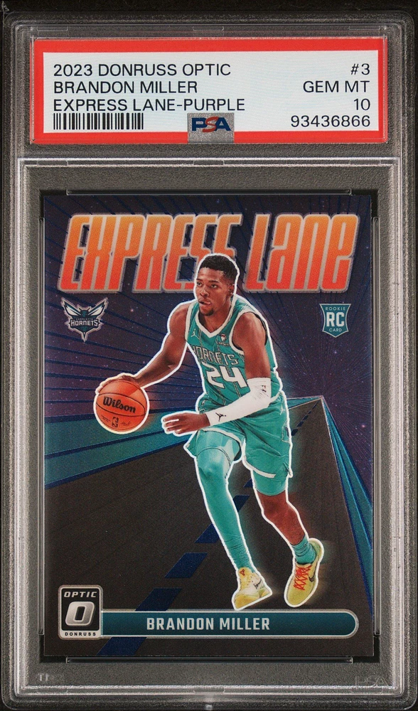 2023 Panini Donruss Optic Express Lane 3 Brandon Miller Purple PSA 10