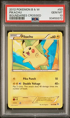 2012 Pokemon Black & White Boundaries Crossed 50 Pikachu PSA 10