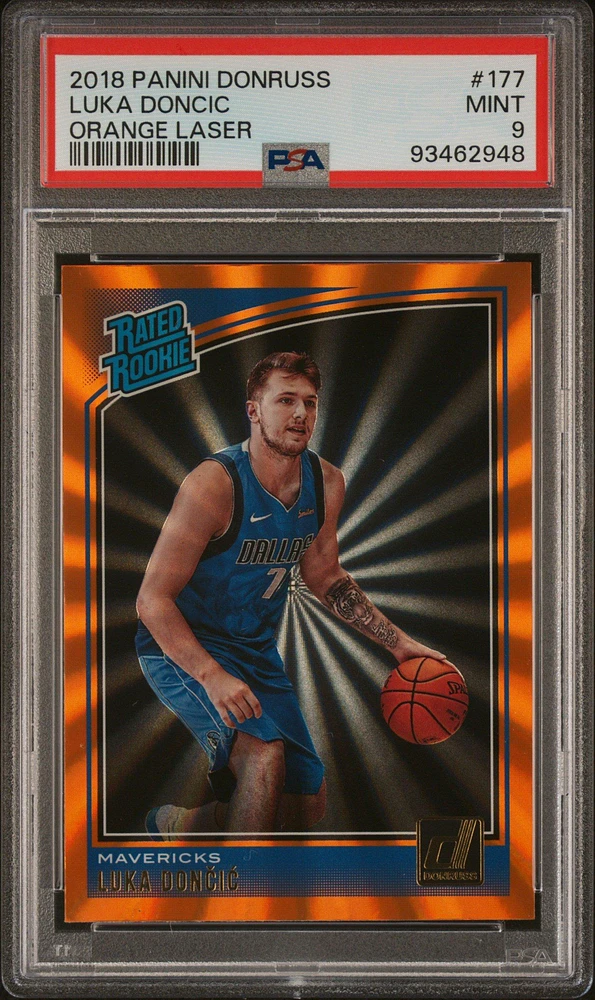 2018 Panini Donruss 177 Luka Doncic Orange Laser PSA 9