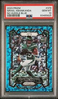 2023 Panini Prizm 379 Israel Abanikanda No Huddle Blue PSA 10
