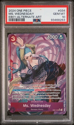 2024 One Piece Extra Booster -memorial Collection- 034 Ms. Wednesday Alternate Art PSA 10